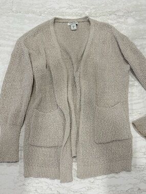 Rachel Zoe Neutral Taupe Open-Front Knit Cardigan
